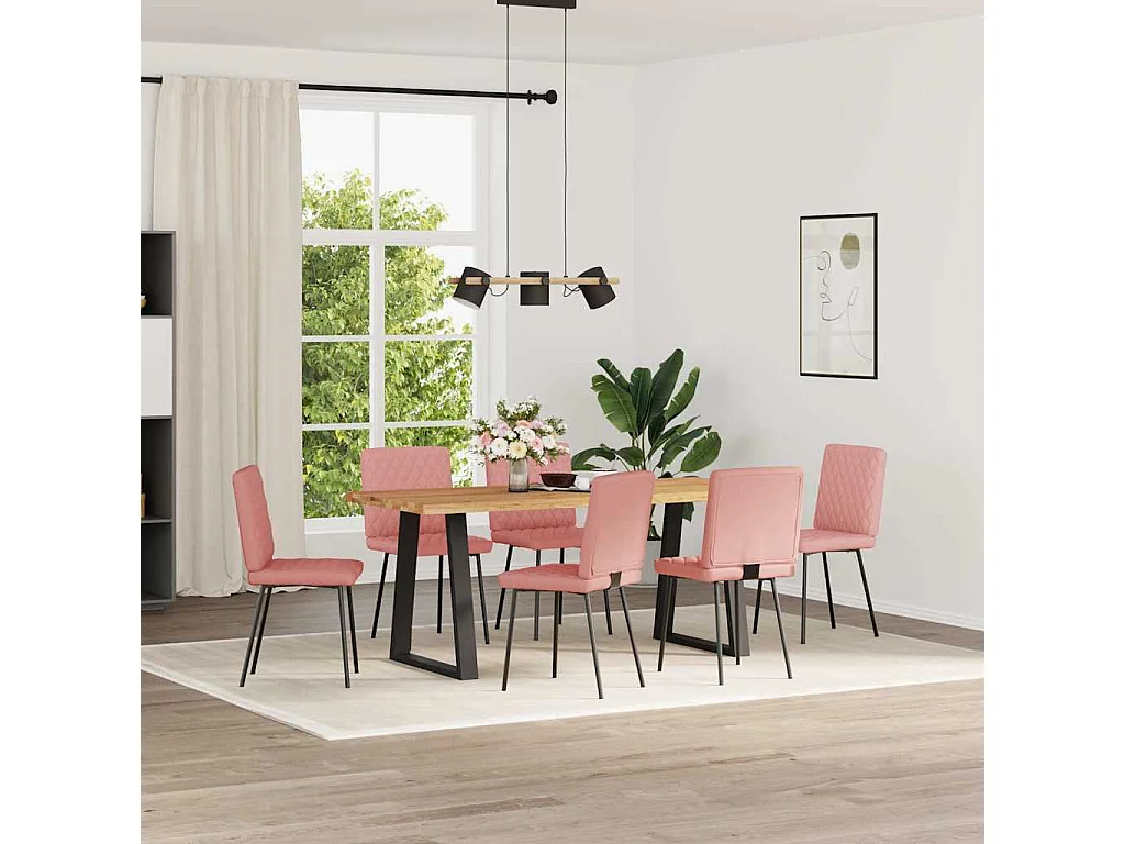 Chaises à manger lot de 6 rose similicuir
