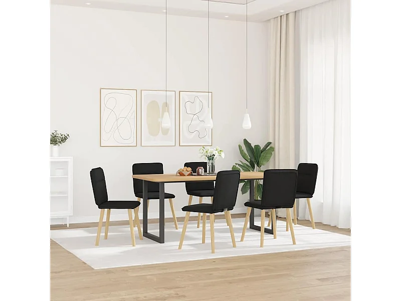 Cadeiras de jantar 6 peças tecido preto