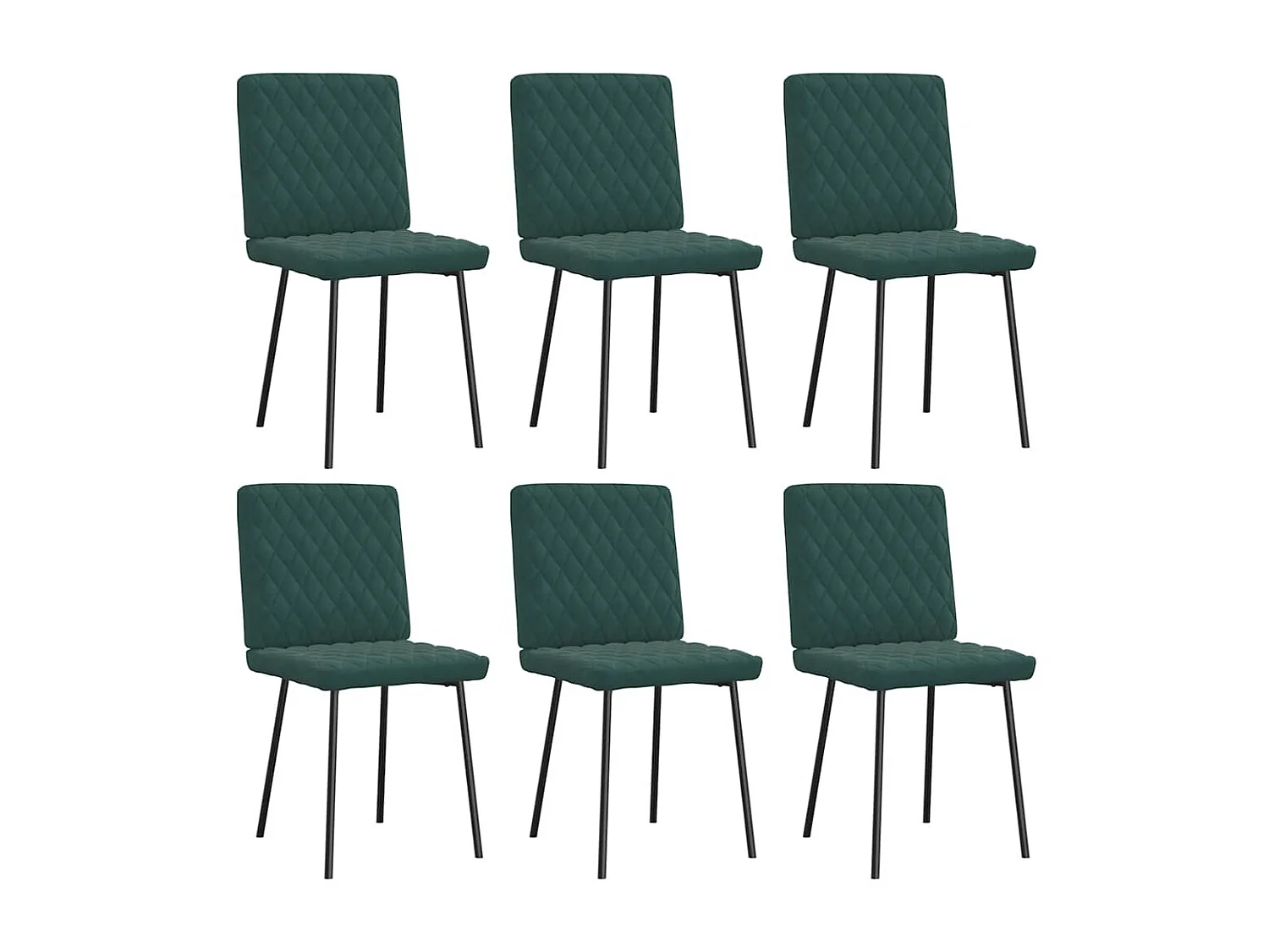 Chaises à manger lot de 6 vert foncé velours