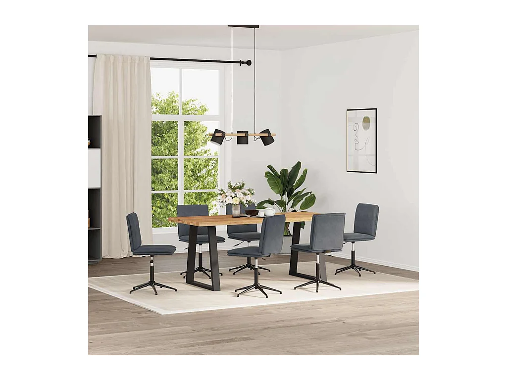 Chaises à manger lot de 6 gris foncé velours