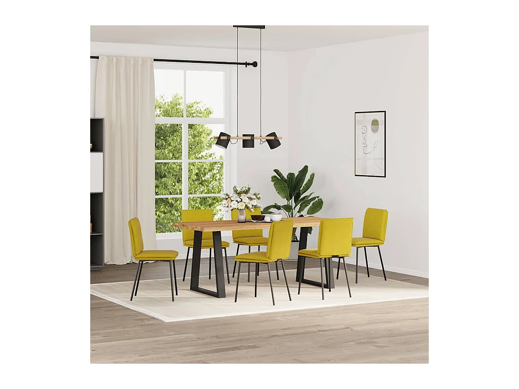 Chaises à manger lot de 6 jaune velours