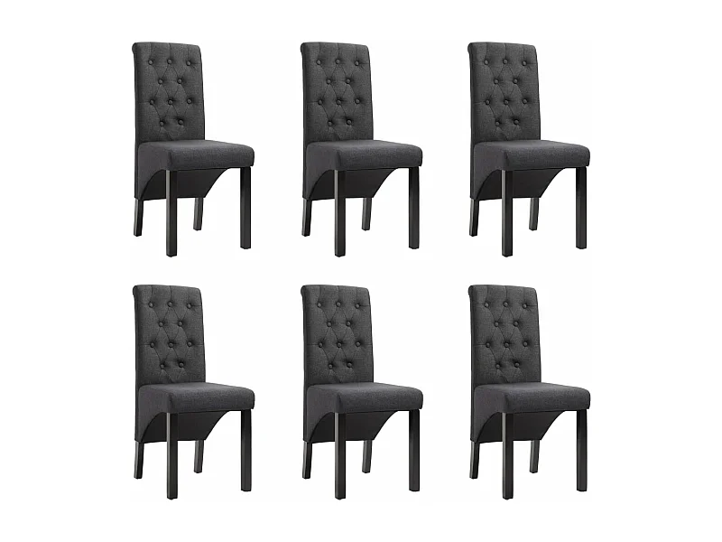 Chaises à manger lot de 6 gris foncé tissu