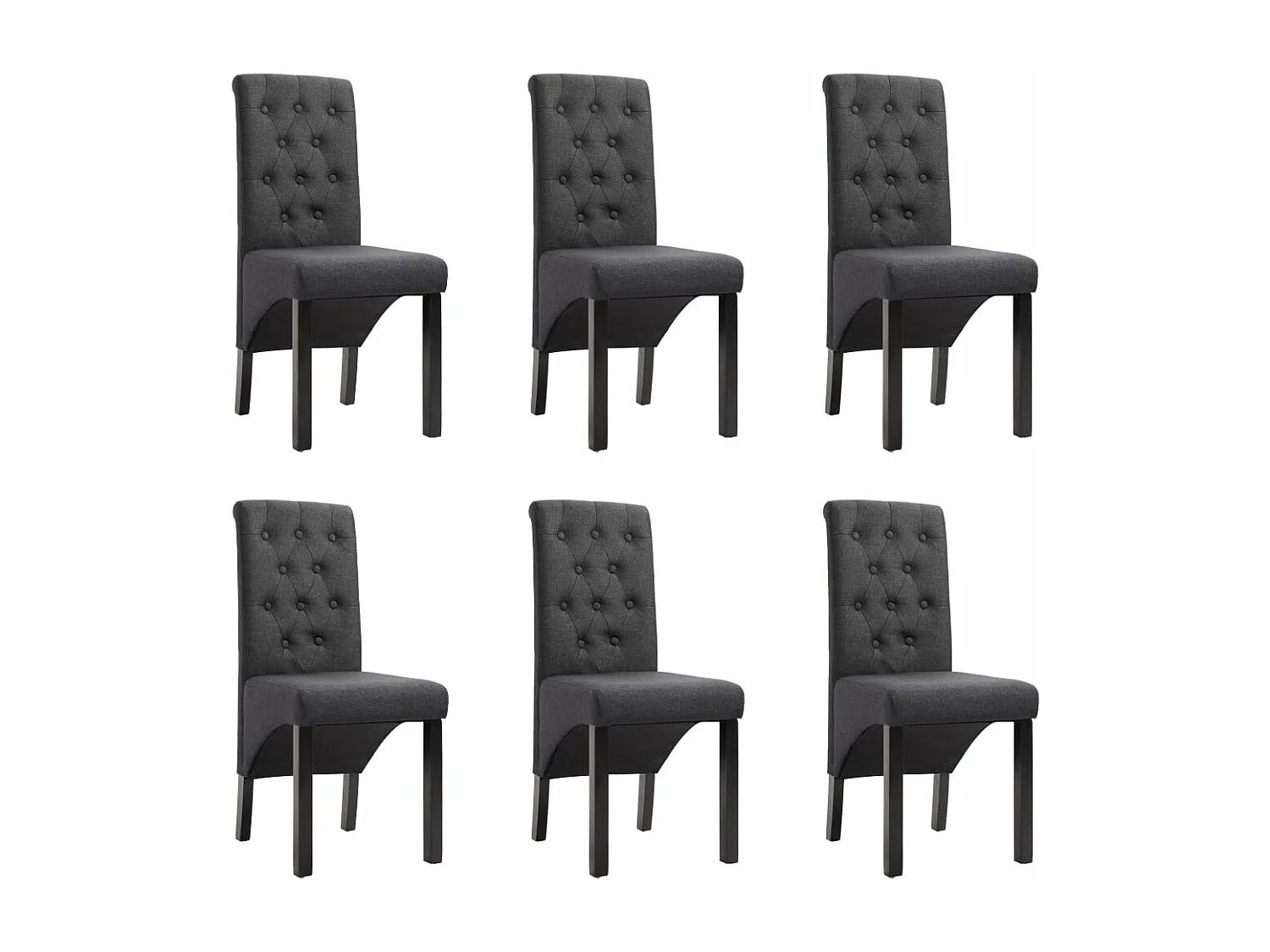 Chaises à manger lot de 6 gris foncé tissu