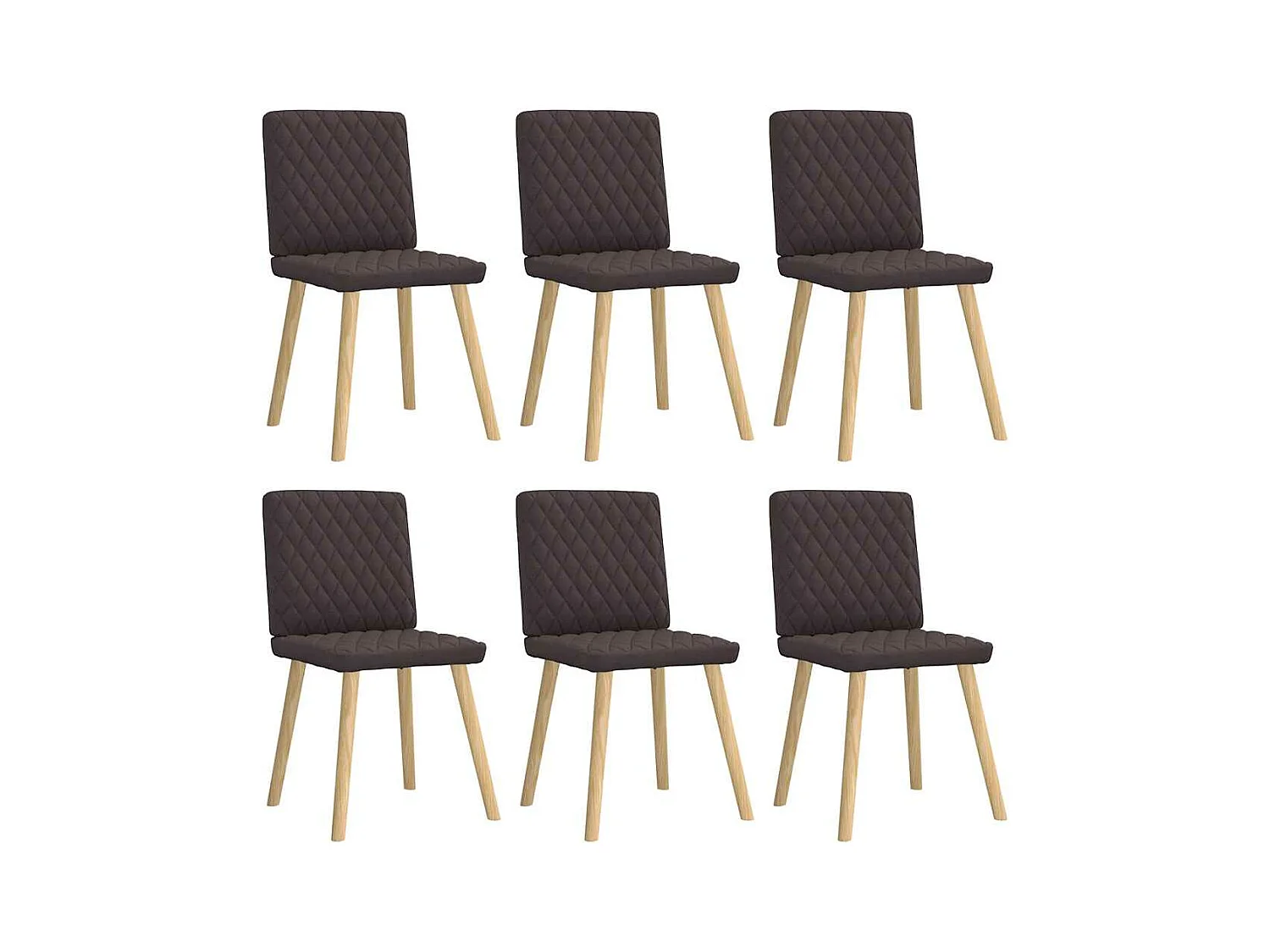 Chaises à manger lot de 6 marron foncé tissu
