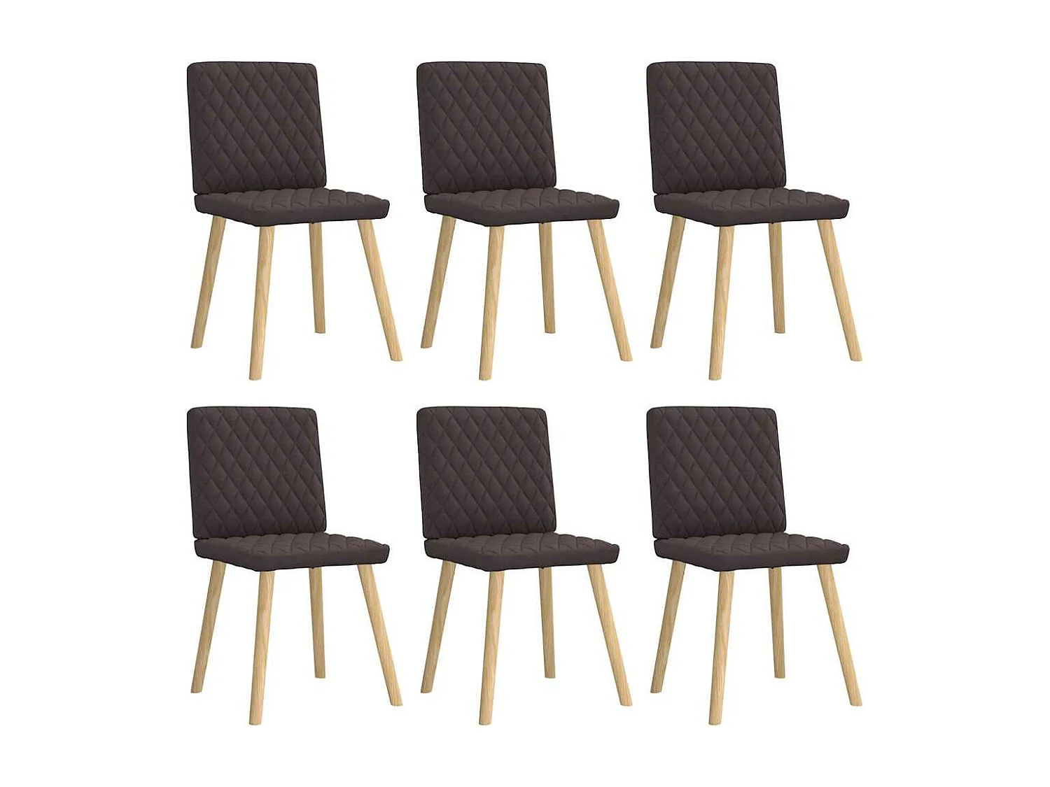 Chaises à manger lot de 6 marron foncé tissu