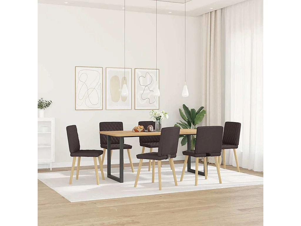Chaises à manger lot de 6 marron foncé tissu