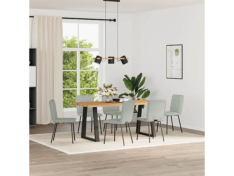 Chaises à manger lot de 6 gris clair velours