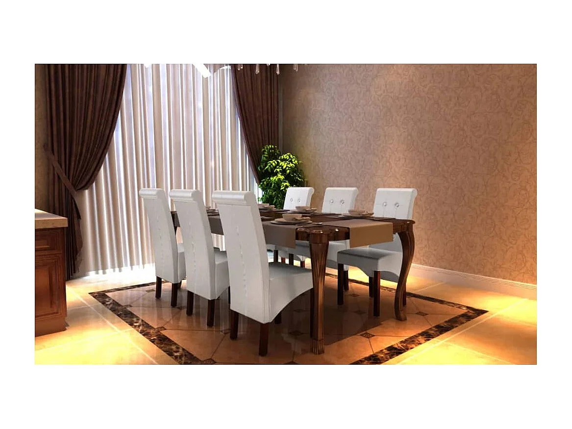 Cadeiras de jantar 6 peças couro artificial branco