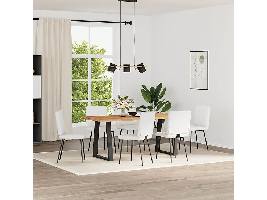 Sillas de comedor 6 unidades cuero sintético blanco