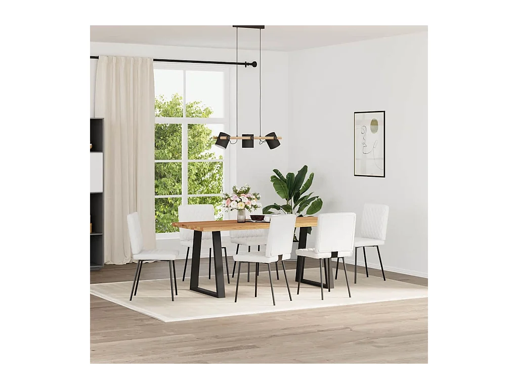 Chaises à manger lot de 6 blanc similicuir