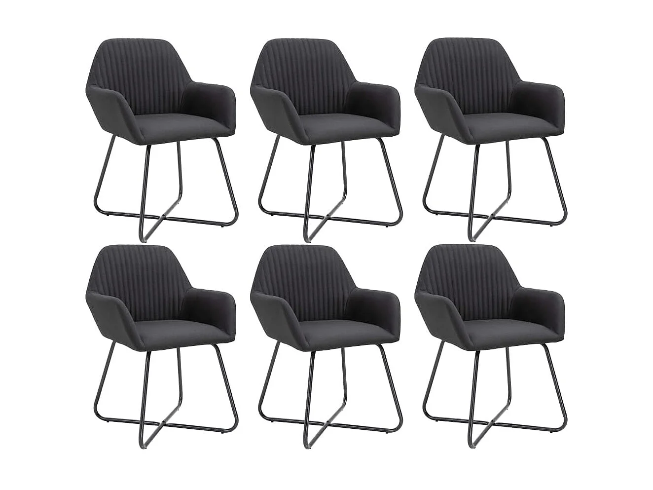 Chaises à manger lot de 6 noir tissu