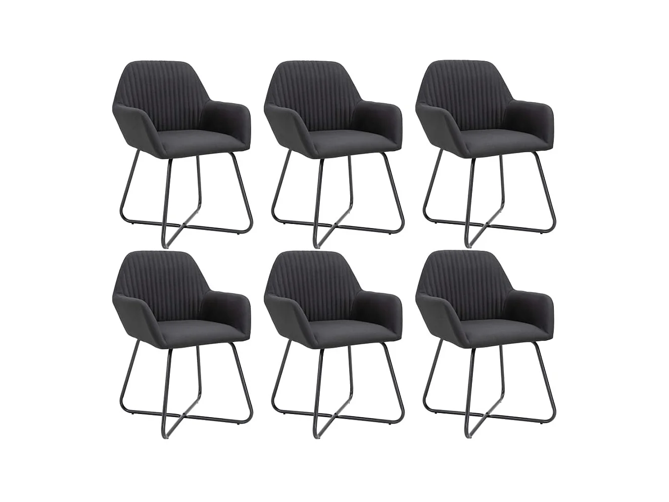 Chaises à manger lot de 6 noir tissu