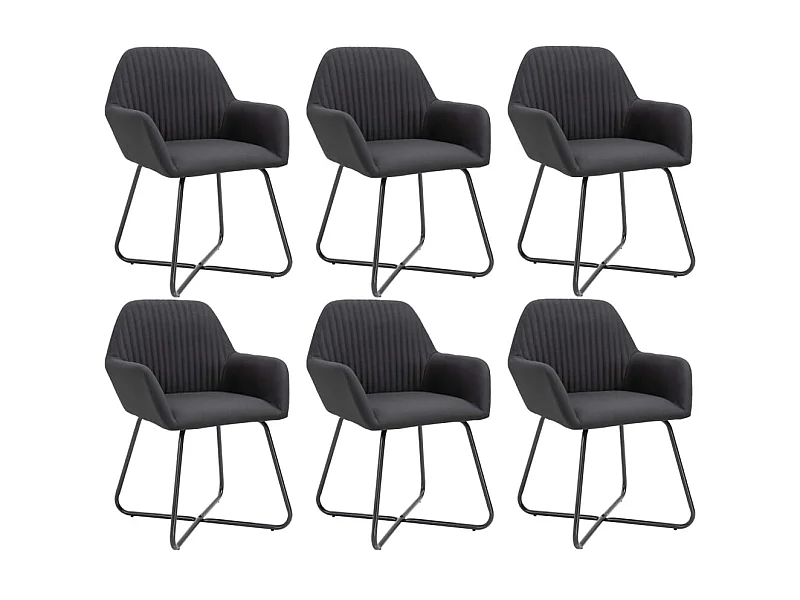 Chaises à manger lot de 6 noir tissu