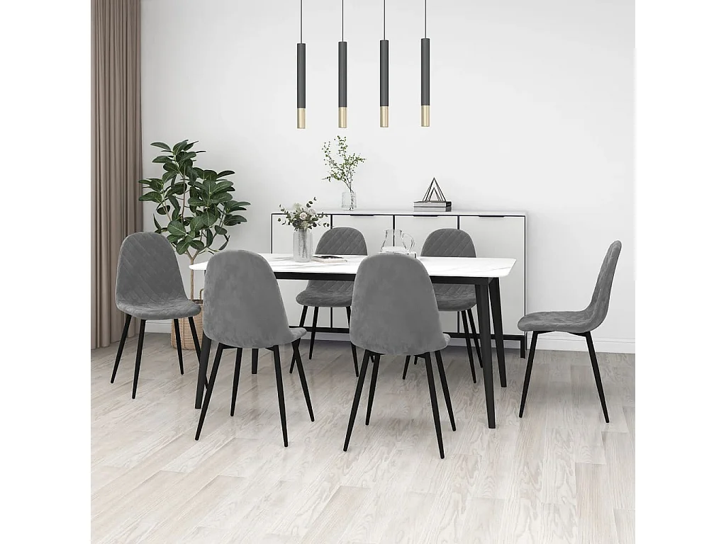Chaises à manger lot de 6 gris clair velours