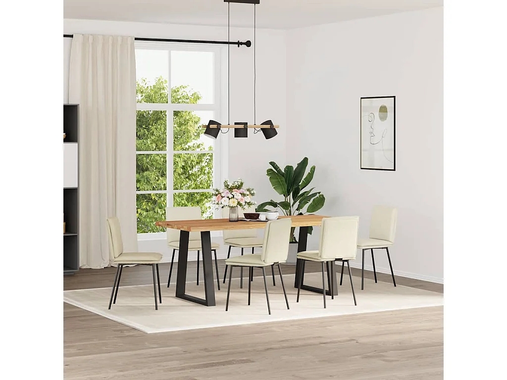 Eetkamerstoelen 6 st fluweel crèmekleurig