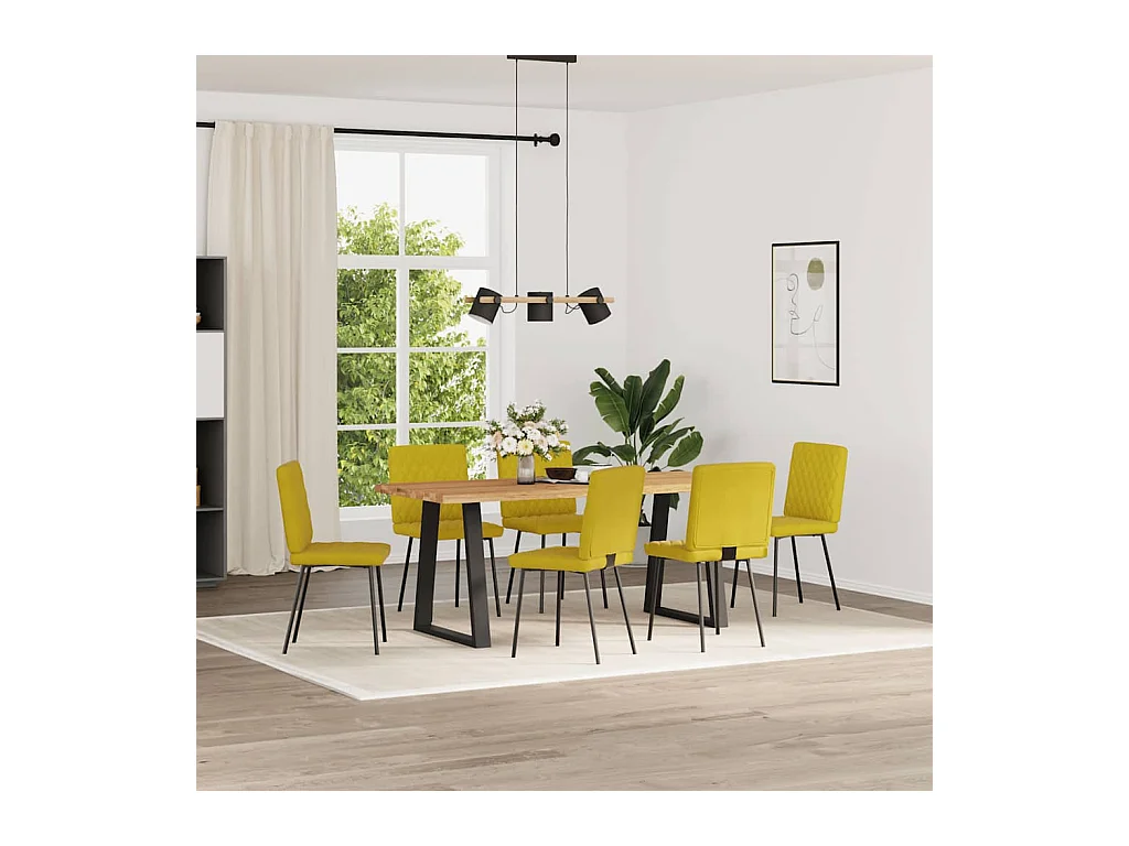 Chaises à manger lot de 6 jaune velours