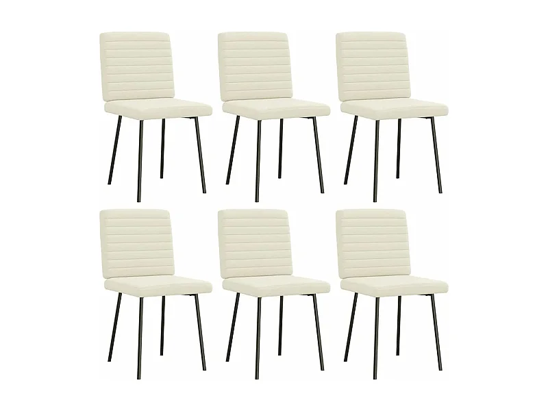 Cadeiras de jantar 6 peças veludo cor creme