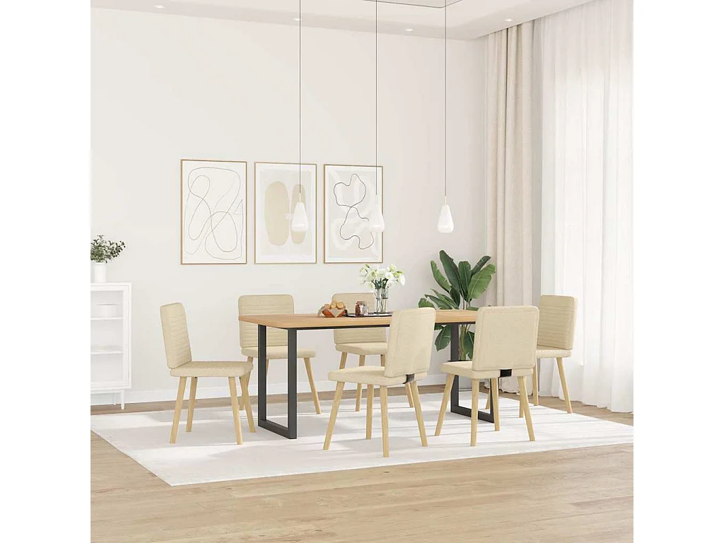 Chaises à manger lot de 6 crème tissu