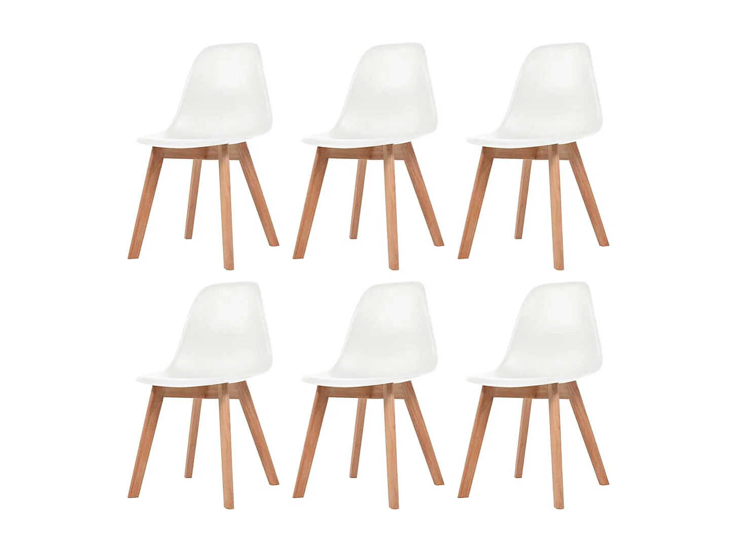 Cadeiras de jantar 6 peças plástico branco
