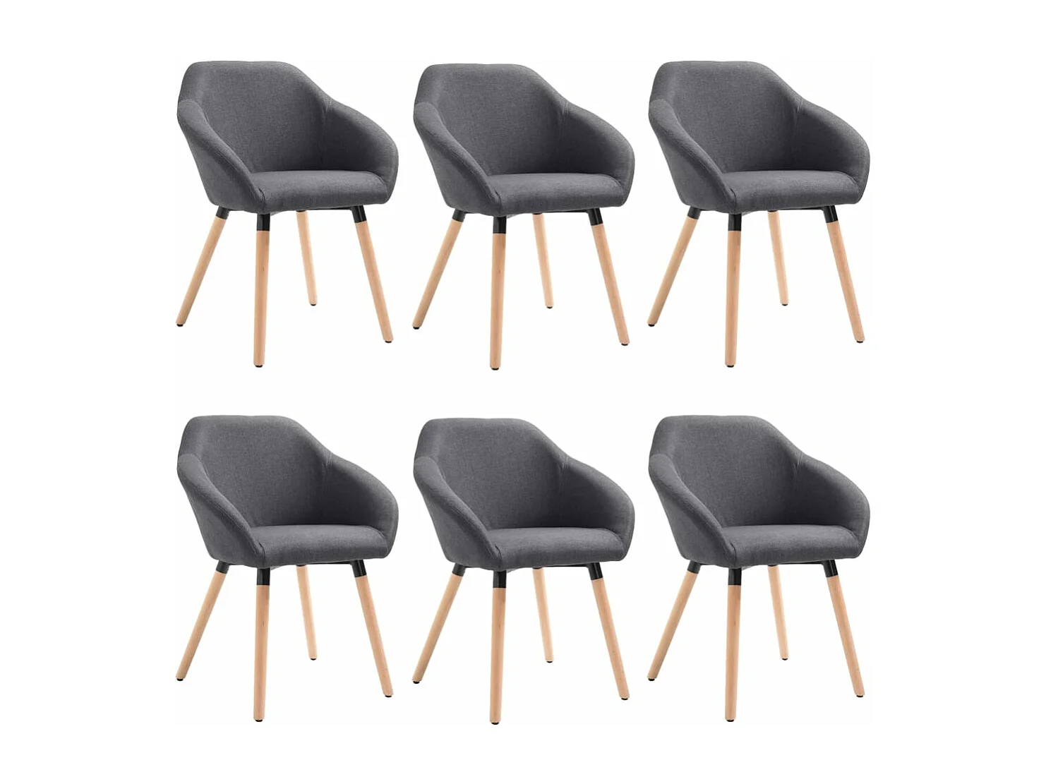 Sillas de comedor 6 unidades tela gris oscuro