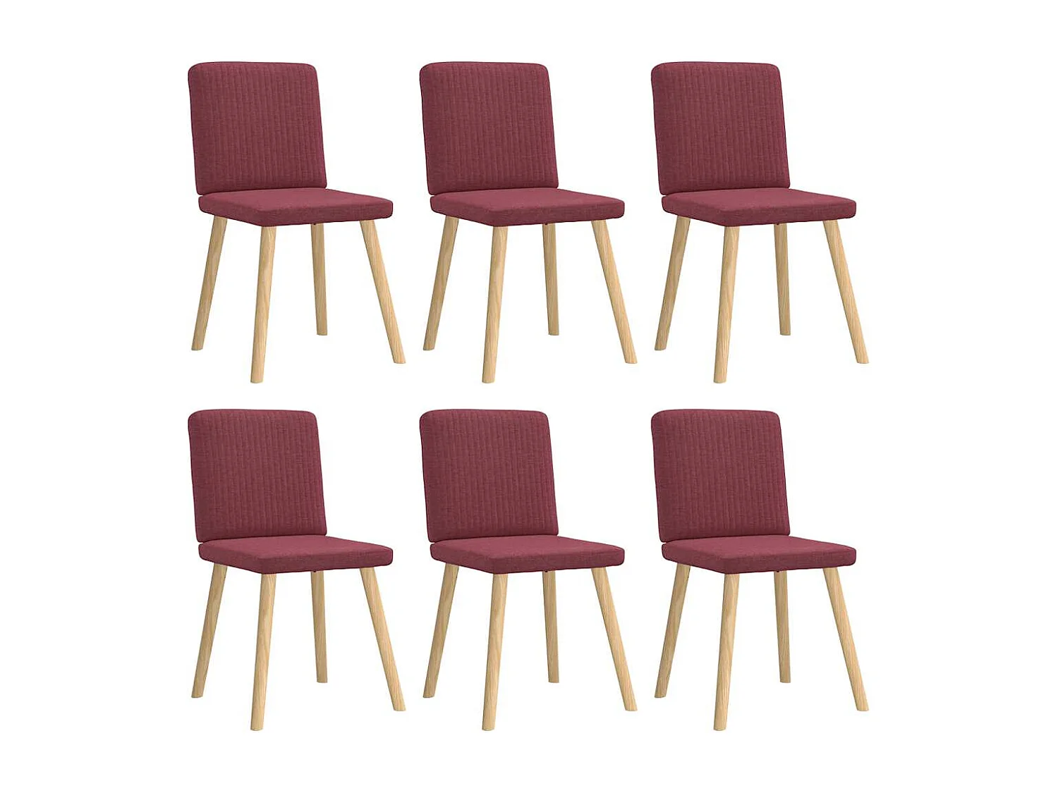 Chaises à manger lot de 6 rouge bordeaux tissu