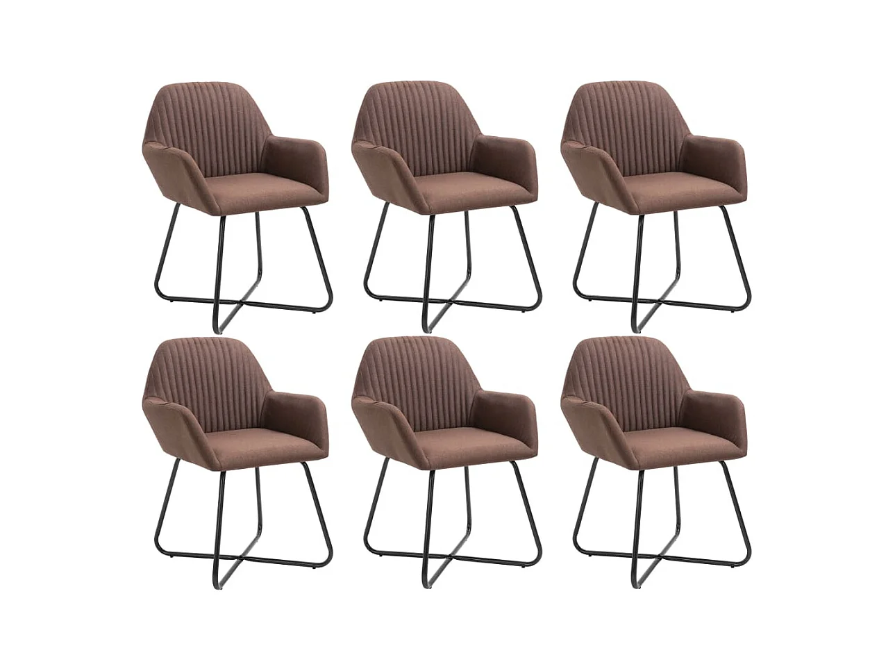 Chaises à manger lot de 6 marron tissu