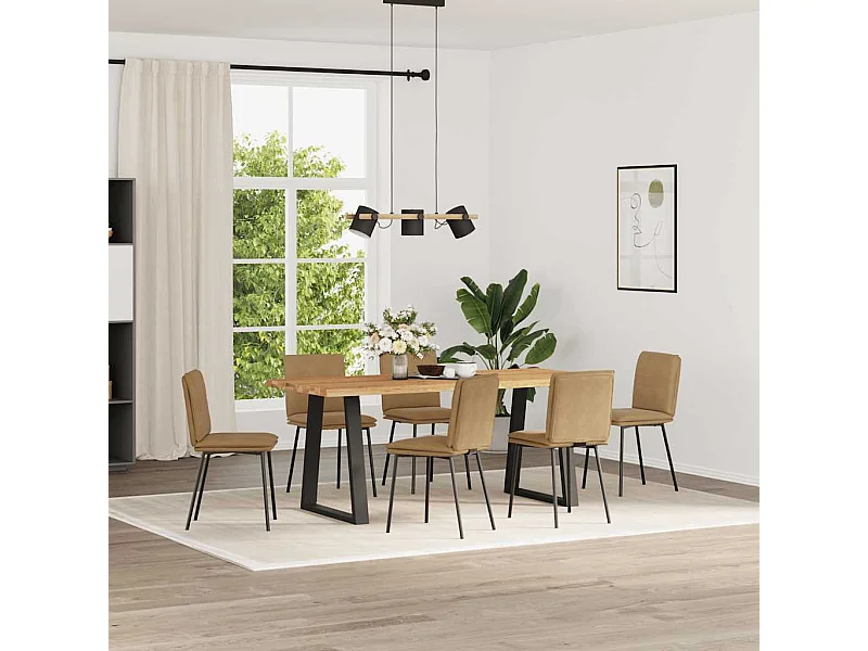 Chaises à manger lot de 6 marron velours