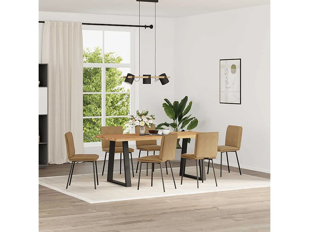 Chaises à manger lot de 6 marron velours