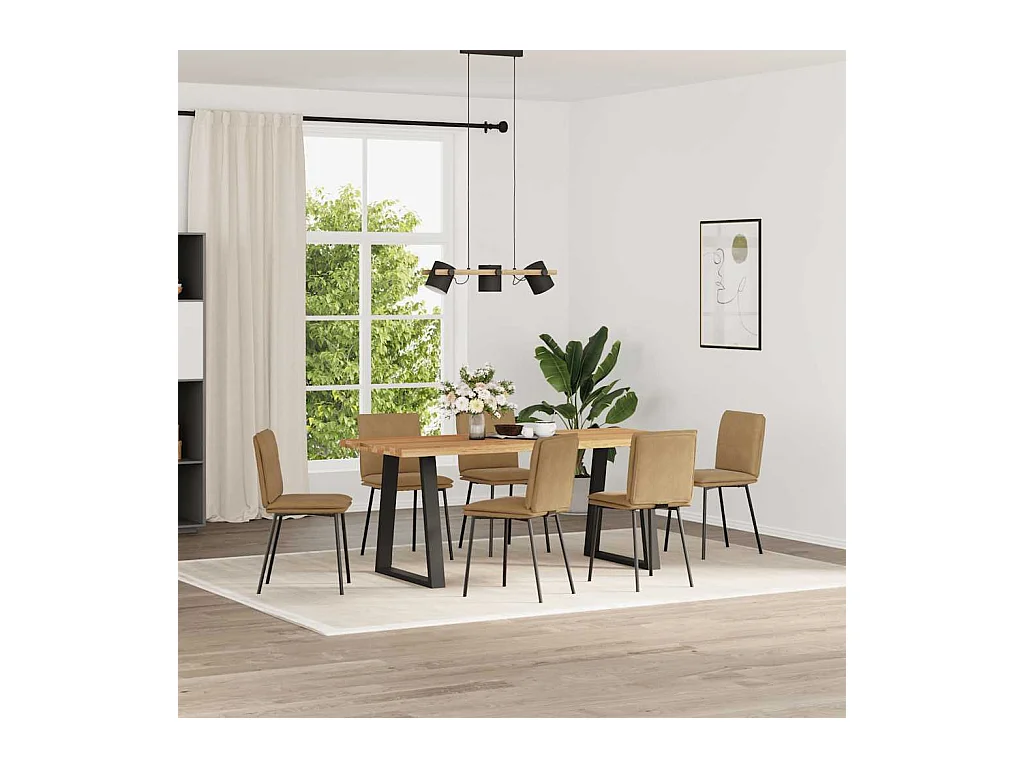 Chaises à manger lot de 6 marron velours