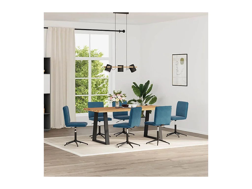 Chaises à manger lot de 6 bleu velours