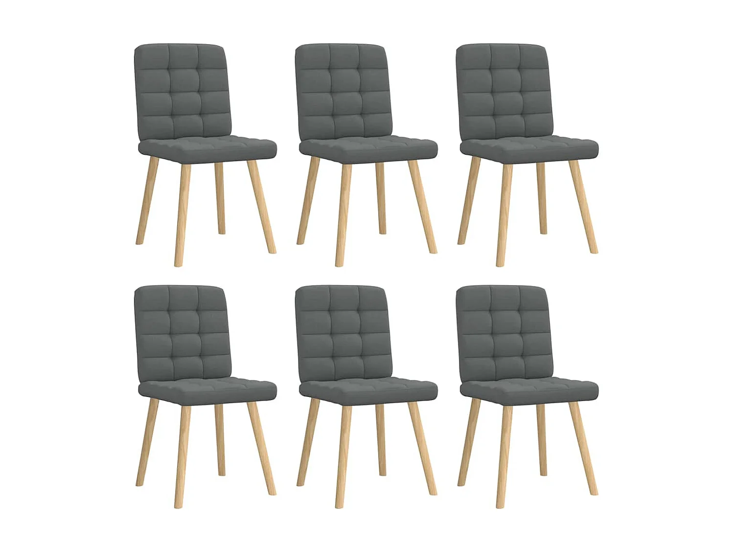 Chaises à manger lot de 6 gris foncé tissu