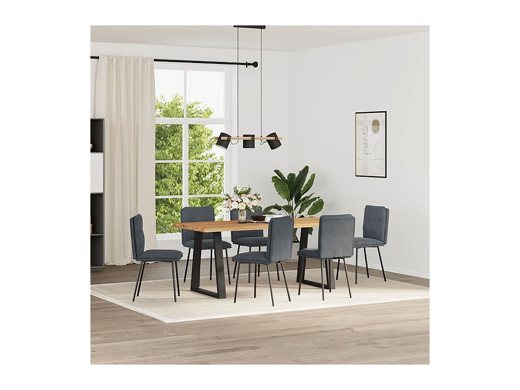 Chaises à manger lot de 6 gris foncé velours