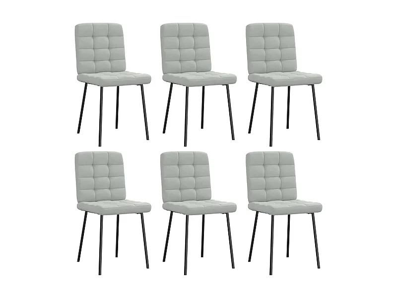 Chaises à manger lot de 6 gris clair velours