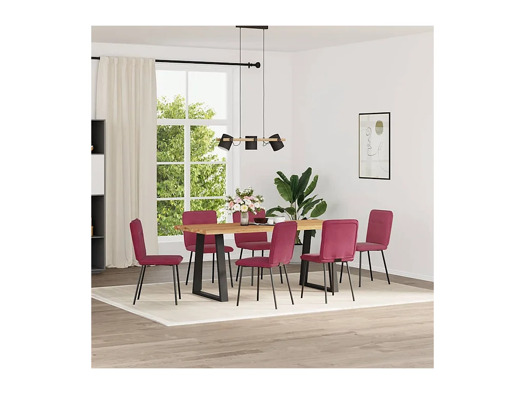 Chaises à manger lot de 6 rouge bordeaux velours