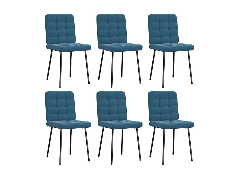 Chaises à manger lot de 6 bleu velours