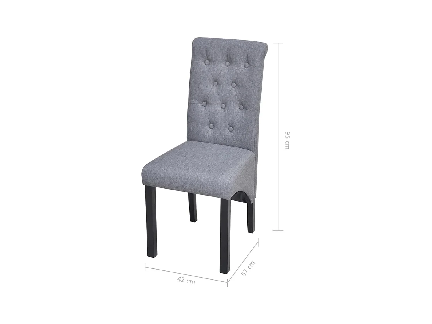 Cadeiras de jantar 6 peças tecido cinzento-claro