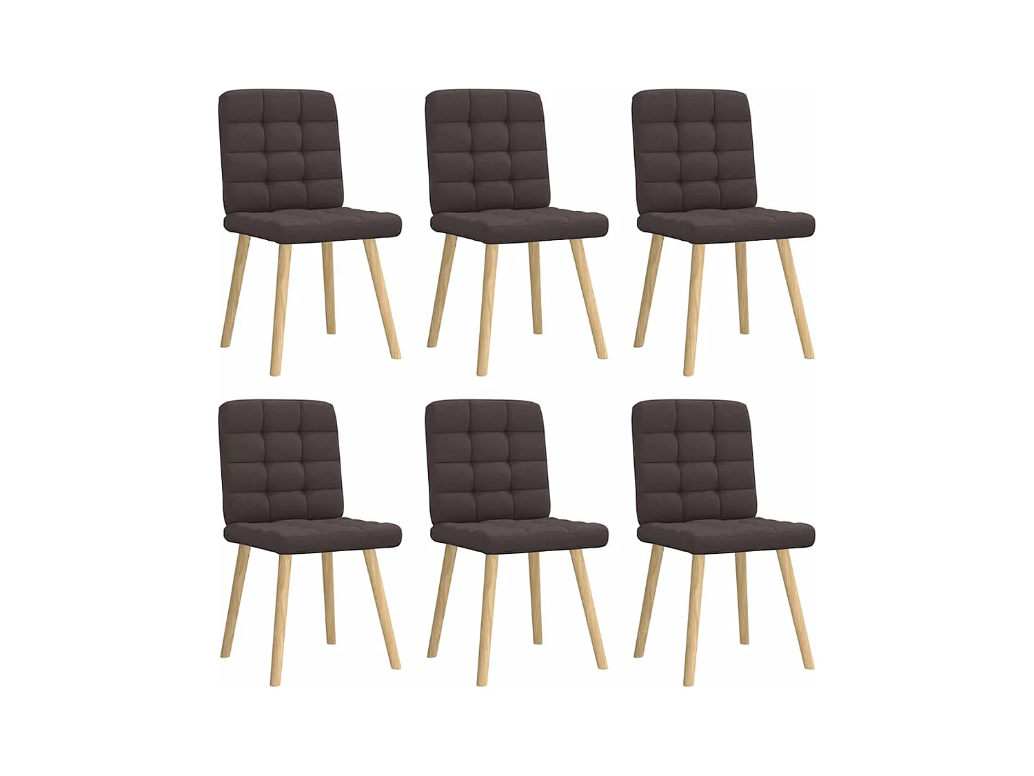 Chaises à manger lot de 6 marron foncé tissu