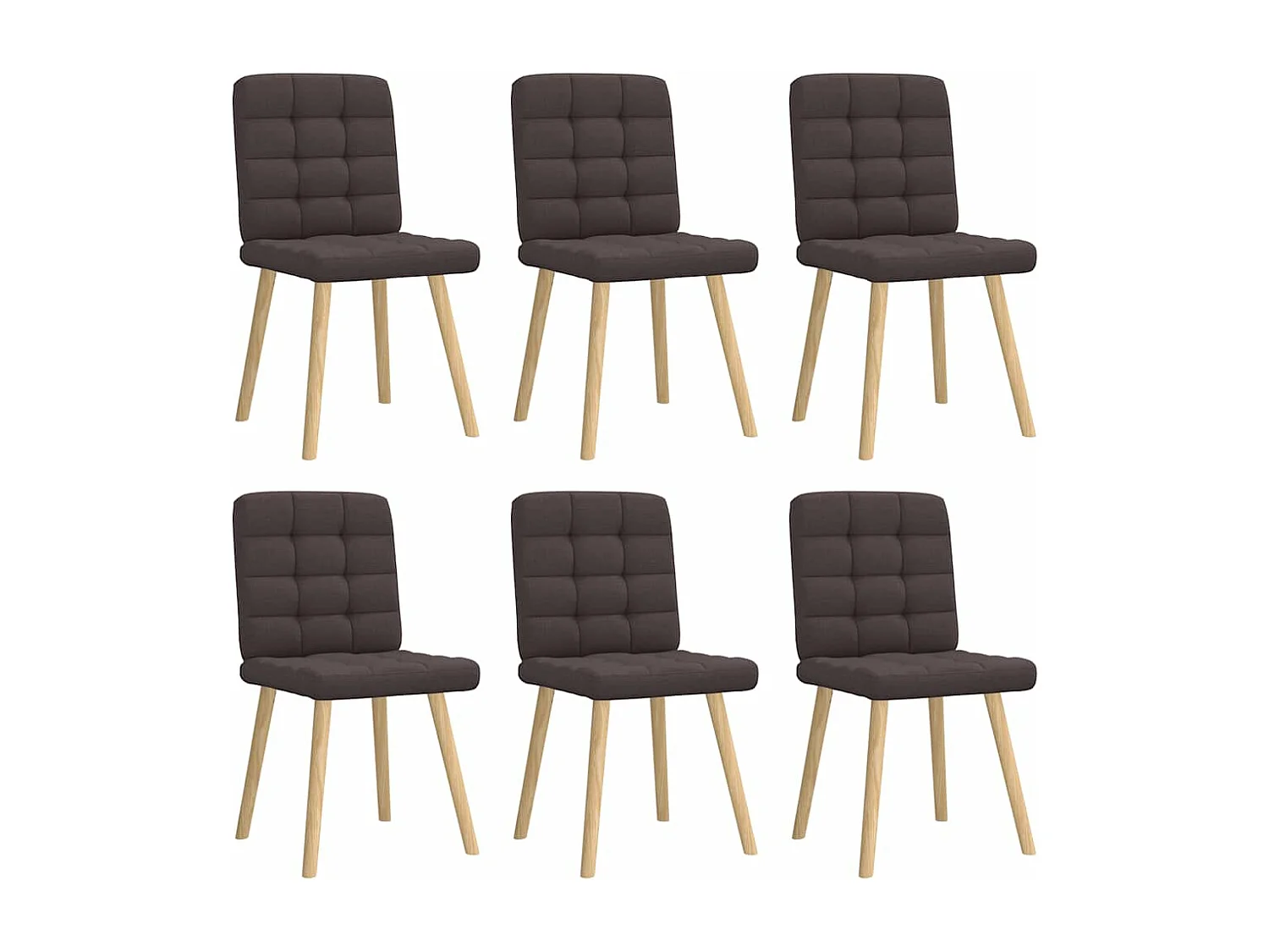 Chaises à manger lot de 6 marron foncé tissu