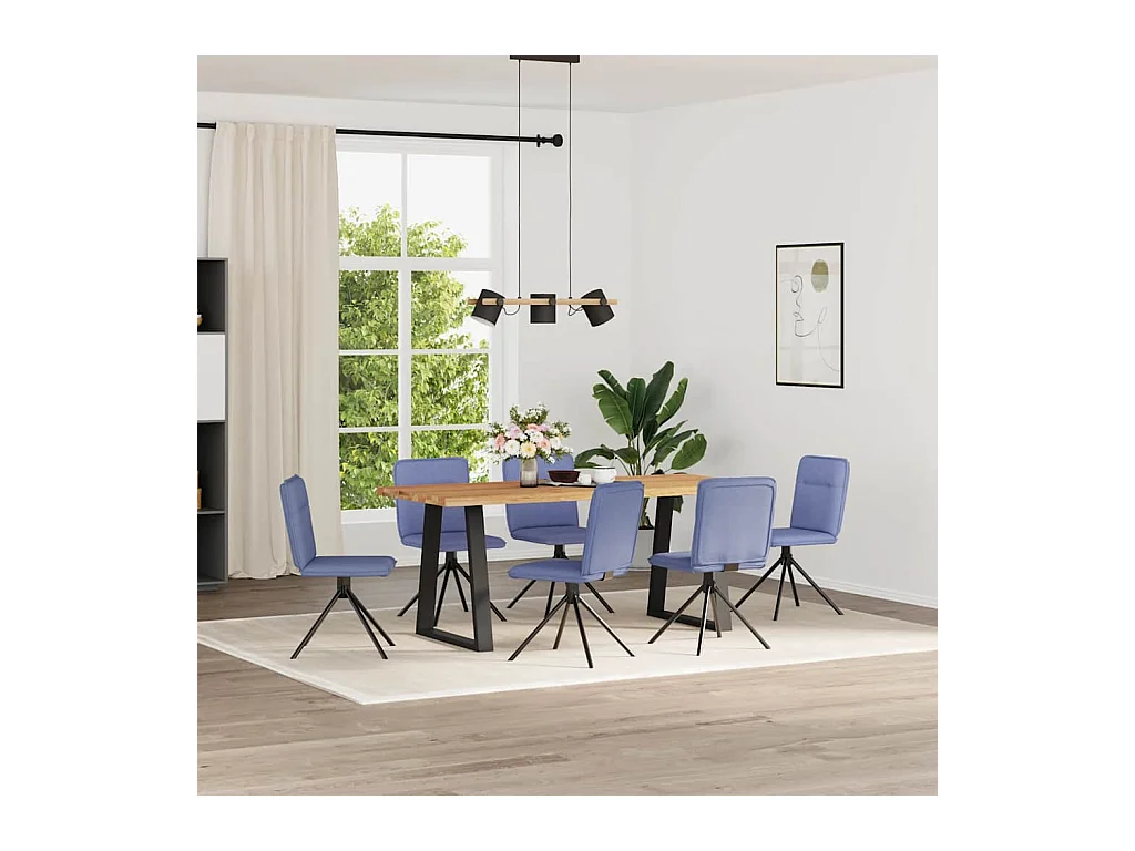 Chaises à manger lot de 6 bleu jean tissu