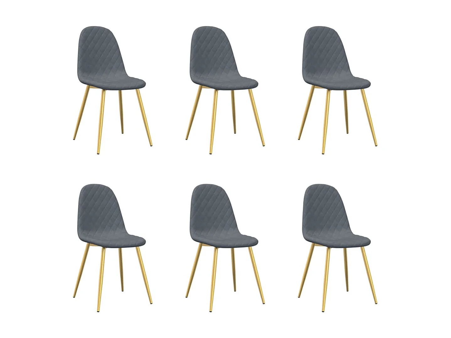 Chaises à manger lot de 6 gris foncé velours