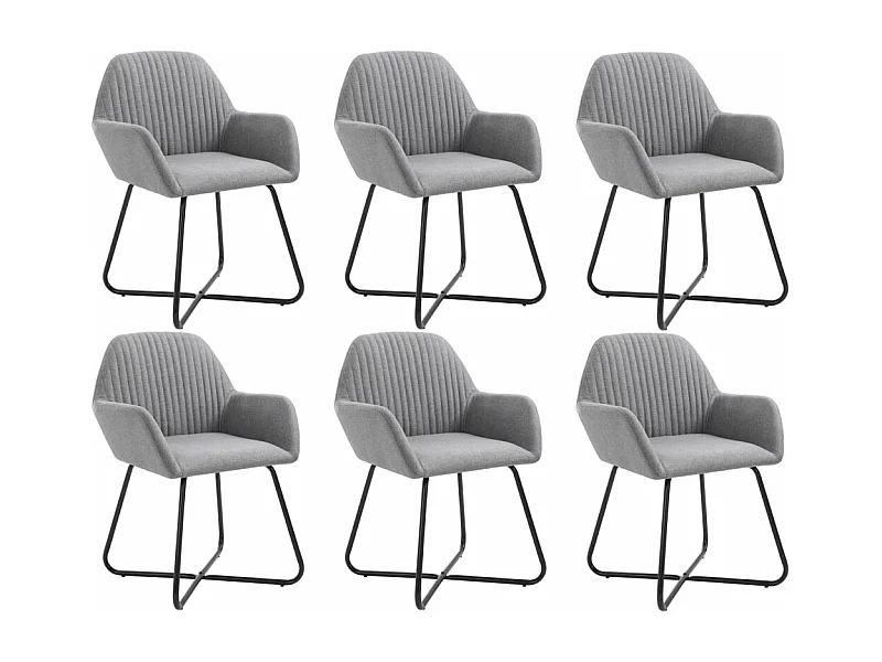 Chaises à manger lot de 6 gris clair tissu