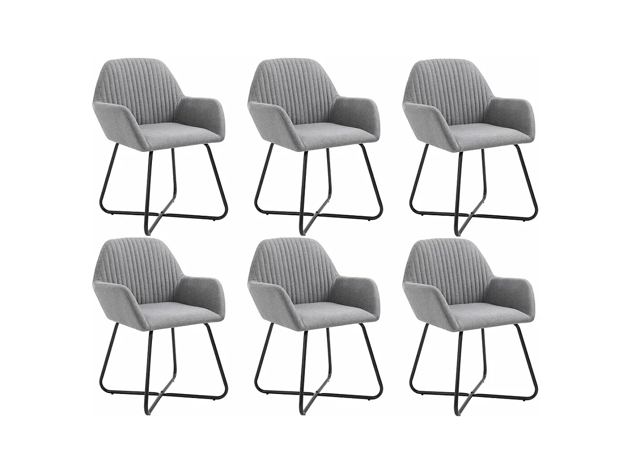 Chaises à manger lot de 6 gris clair tissu