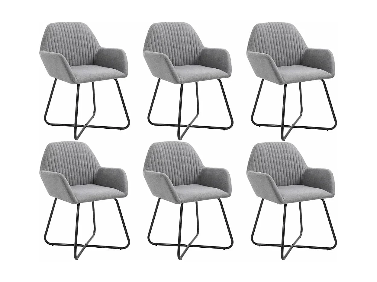 Chaises à manger lot de 6 gris clair tissu