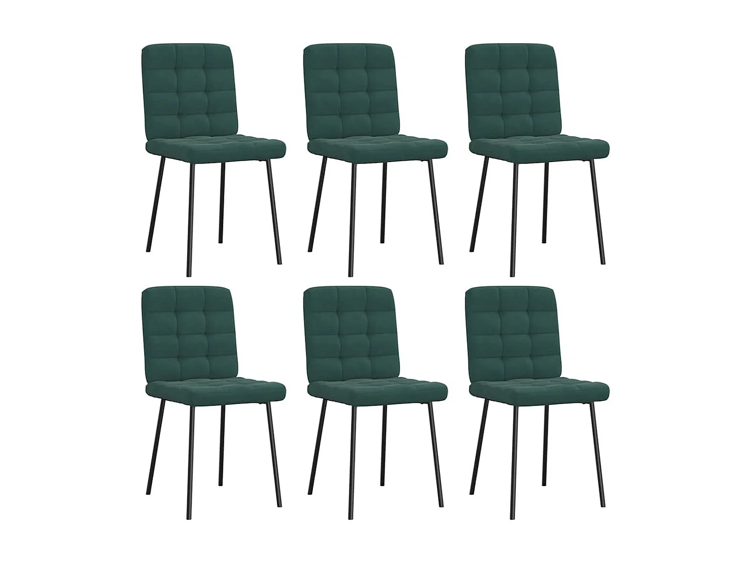Chaises à manger lot de 6 vert foncé velours