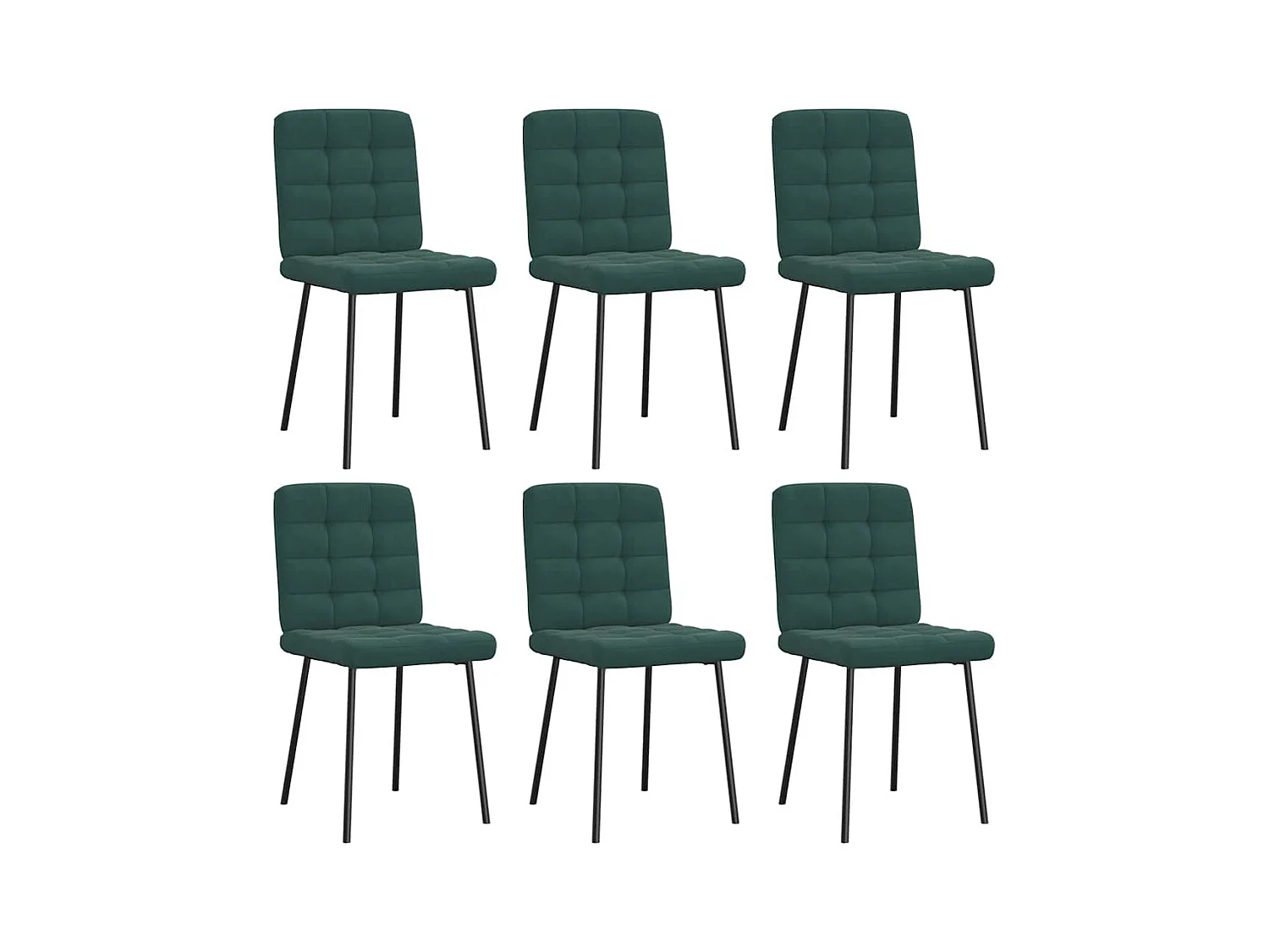 Chaises à manger lot de 6 vert foncé velours