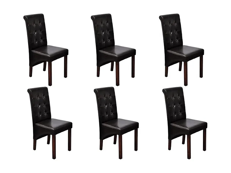 Cadeiras de jantar 6 peças couro artificial castanho