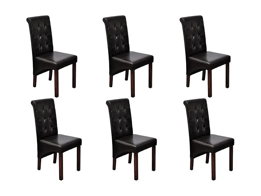 Cadeiras de jantar 6 peças couro artificial castanho