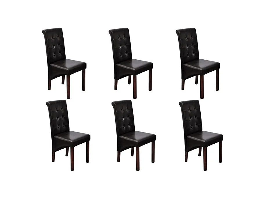 Chaises à manger lot de 6 marron similicuir
