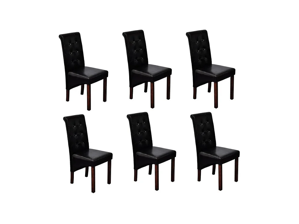 Chaises à manger lot de 6 noir similicuir