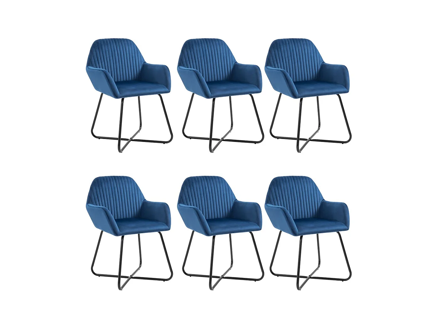 Chaises à manger lot de 6 bleu velours